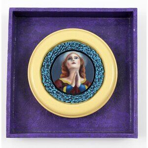 Unique Handmade Hobby Craft Miniature Framed Painting Praying Madonna Signed
